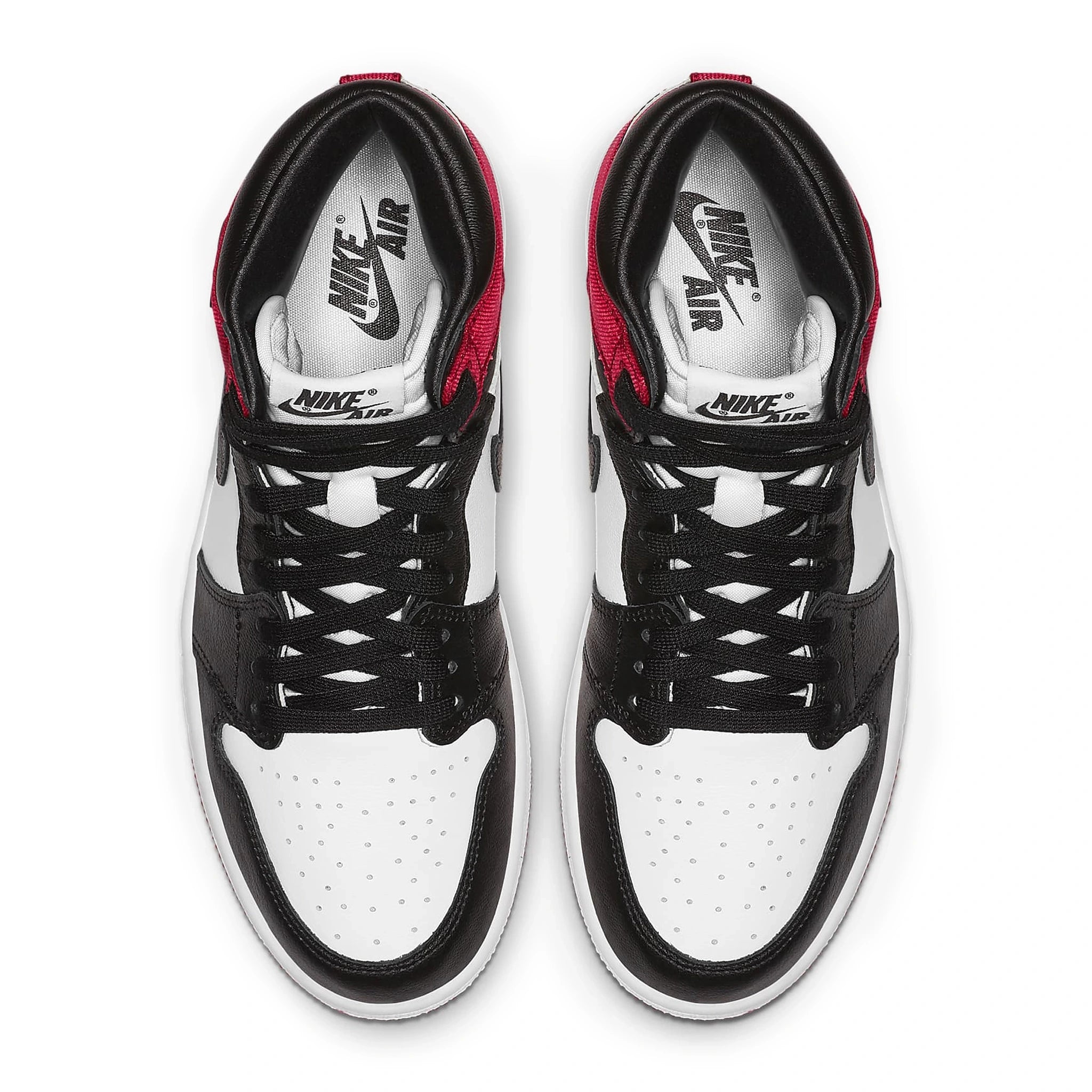Top view of Air Jordan 1 Retro Satin Black Toe (W) CD0461-016